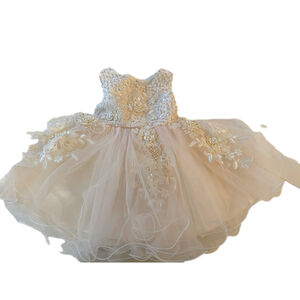 Mark & Mia Sleeveless Party Wear Frock Floral Embellishment - White xs pearls